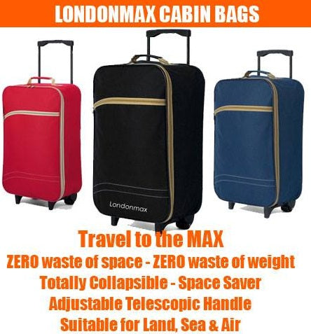 Londonmax Overhead Cabin Bag 1.3 Kg Lightweight Black