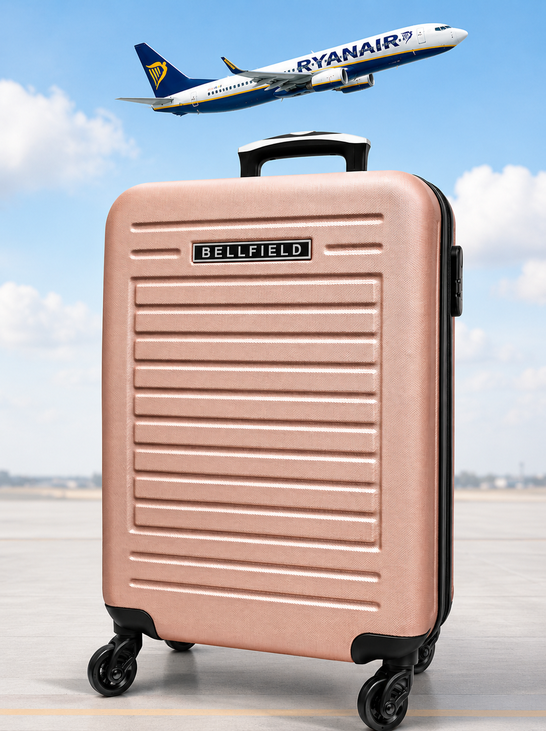 Bellfield Rose Gold Hard Shell Cabin Suitcase 55x40x20cm 2.75Kg
