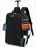 5 Cities 21"/55cm Backpack Trolley Bag Carry On Lightweight Travel Cabin Approved with Shoulder Straps Wheels Suit Case Hand Luggage with 2 Year Warranty, Black, 55 cm, Hand Luggage