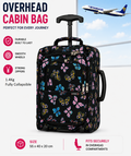 Full Size Overhead Cabin Bag (55x40x20cm) Butterfly Navy