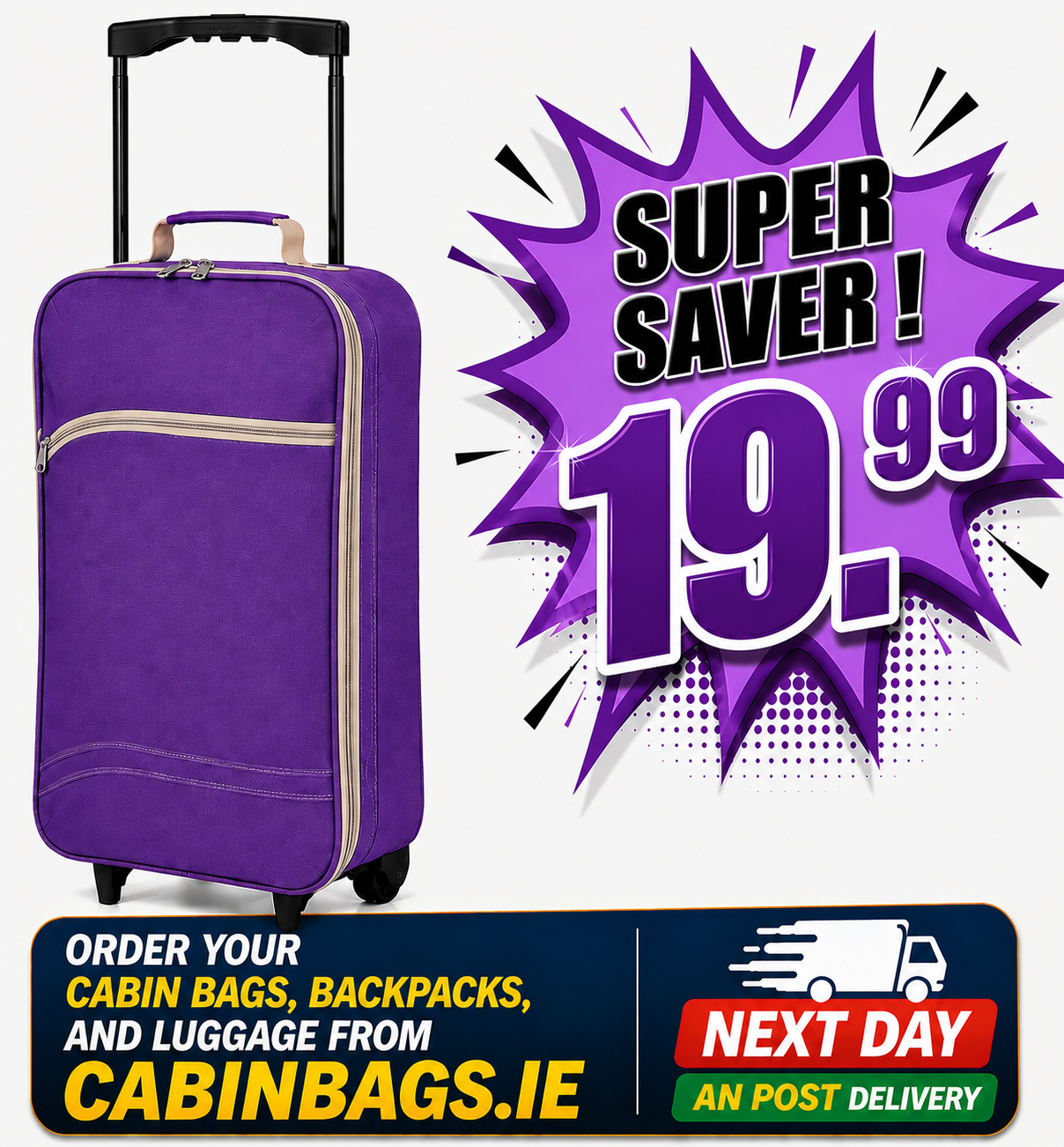 Viva Overhead Cabin Bag 1.3 Kg Lightweight Purple