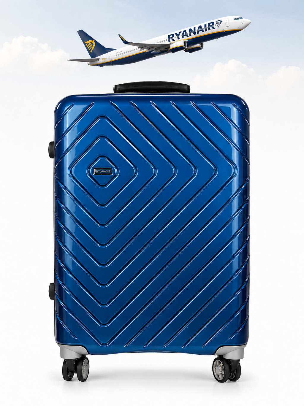 Blue Ridge Super Sheen Overhead Hard Shell Spinner Suitcase 55x40x20cm Blue