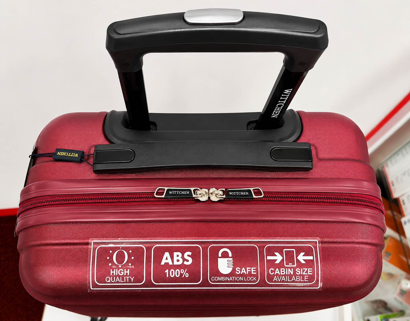 Full Size Overhead Cabin Bag 55x40x20cm 2.5Kg Wittchen Hard Shell Burgundy