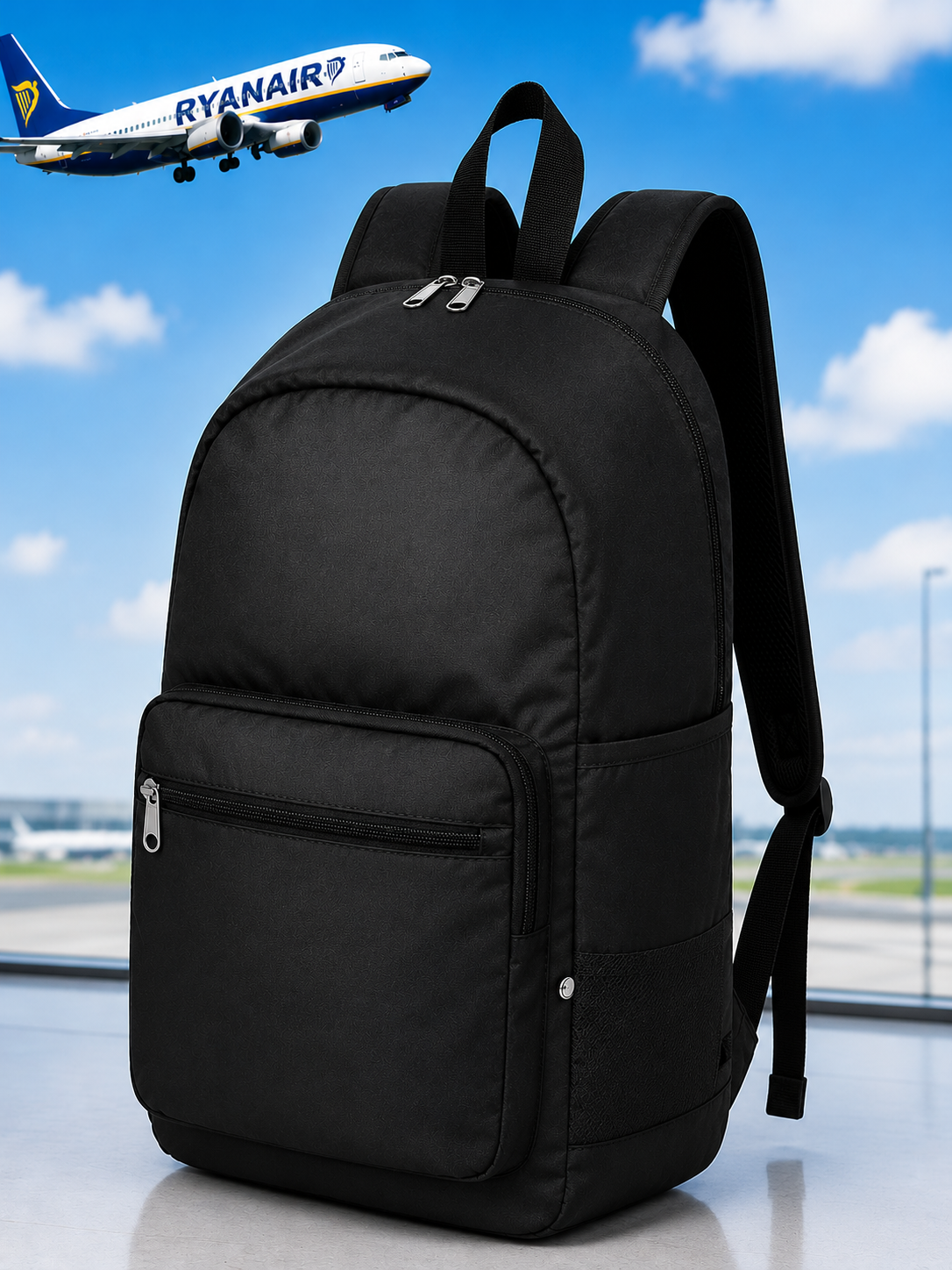 Under Seat Cabin BackPack Extra Strong Stowaway Foldable 40x30x20cm Black