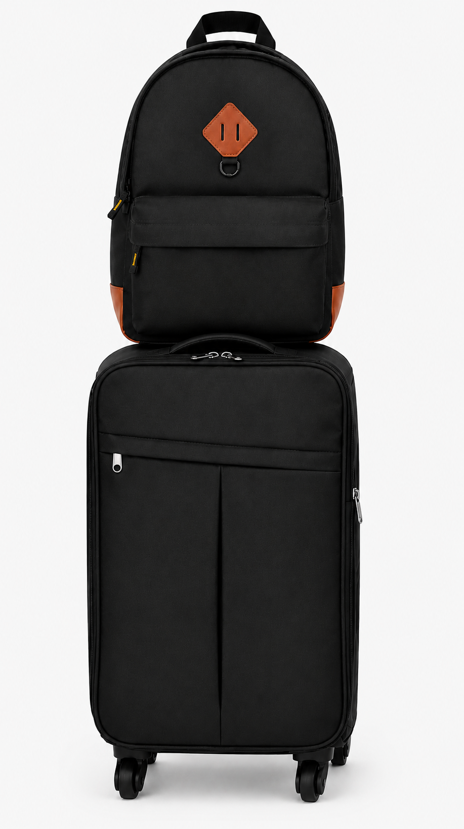 PRIORITY SIZE CABIN BAG SET WITH UNDERSEAT BACKPACK BLACK